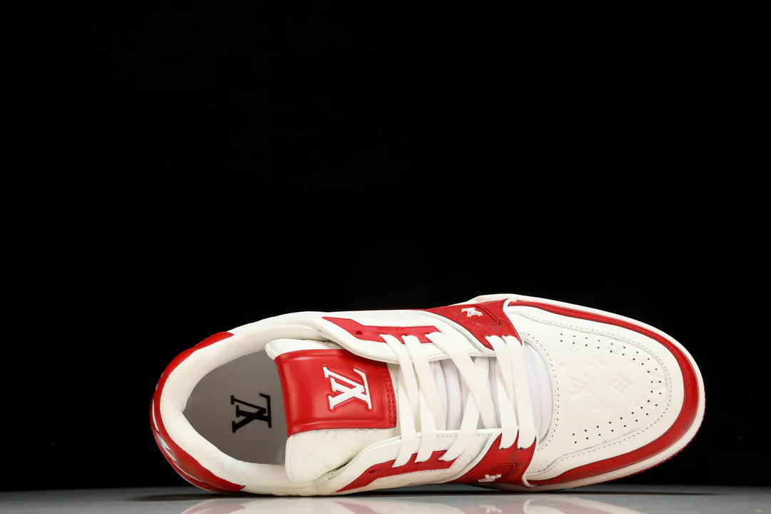 LV Trainer Red Monogram White Sneaker Shoes